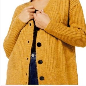 Top shop V neck, mustard open front cardigan